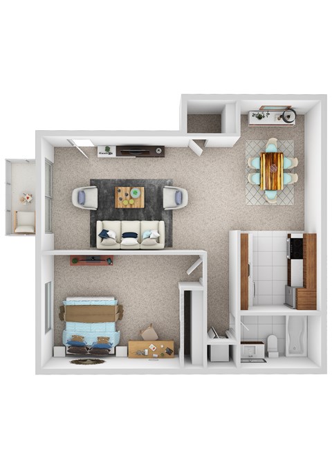 Floor plan for 1 bed, 1 bath, 780 sqft